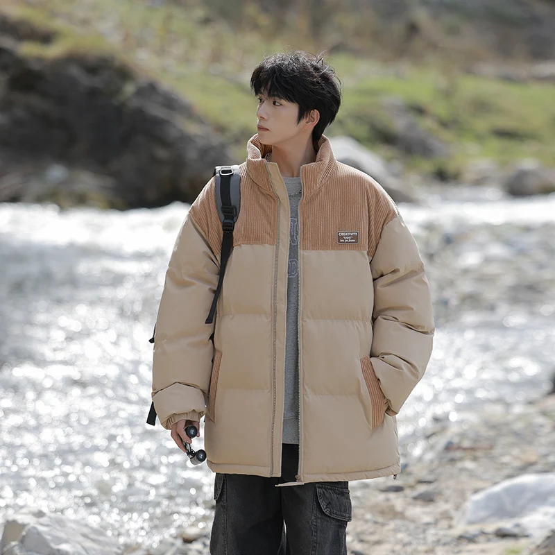 

Зимняя утепленная хлопковая куртка для молодежи, повседневная свободная верхняя одежда с буквенным принтом, теплая, морозостойкая, модная, с воротником-стойкой