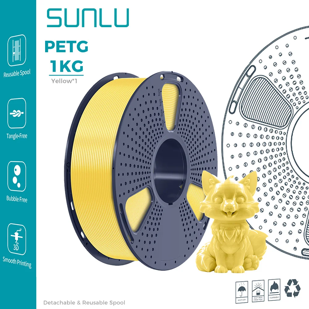 SUNLU 1/2/3/4/5/10KG PETG 3D-filament 1,75 mm netjes wond Hoge taaiheid 3D-printspoelfilament voor FDM 3D-printermaterialen