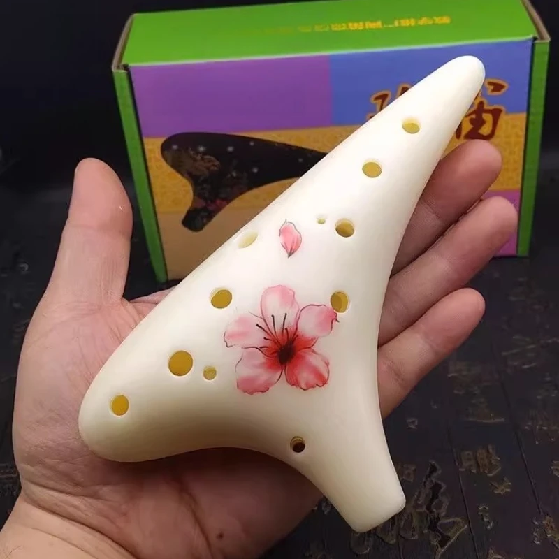 12 Holes Ocarina Alto C Tone Student Beginner Ceramic Flute Professional Portable Ceramic Flute Time Ocarina Playing Instruments