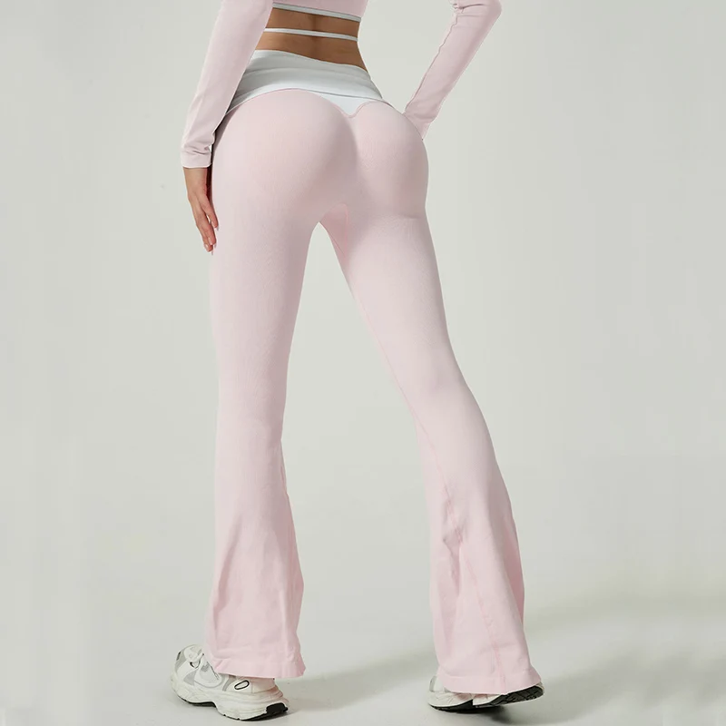 

Women Thin Contrast Color Yoga Pants Stretch Slimming Pilates Running Fitness Trousers Woman Lightweight Exercise Leggings Lady