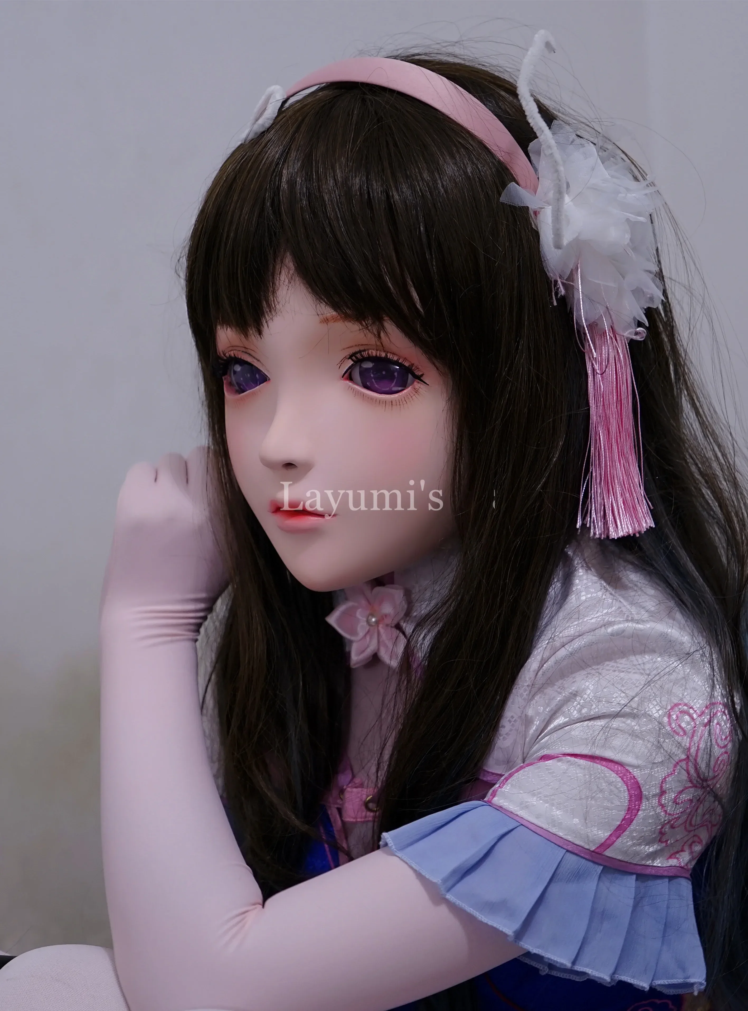 (NEW-34) Silicone BJD DOLL Half Head Kigurumi Mask Crossdresser Beauty Makeup Cosplay Mask Anime Kigurumi Masks