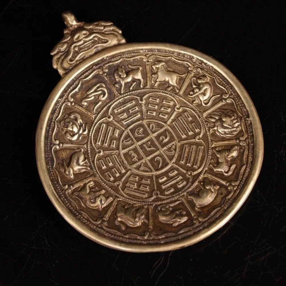 Rare Tibetan Handcrafted Carved “Nine Palaces and Eight Trigrams” Plaque—Home Decor and Collectible