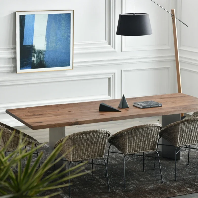 Nordic solid wood office loft retro conference long table simple modern training table