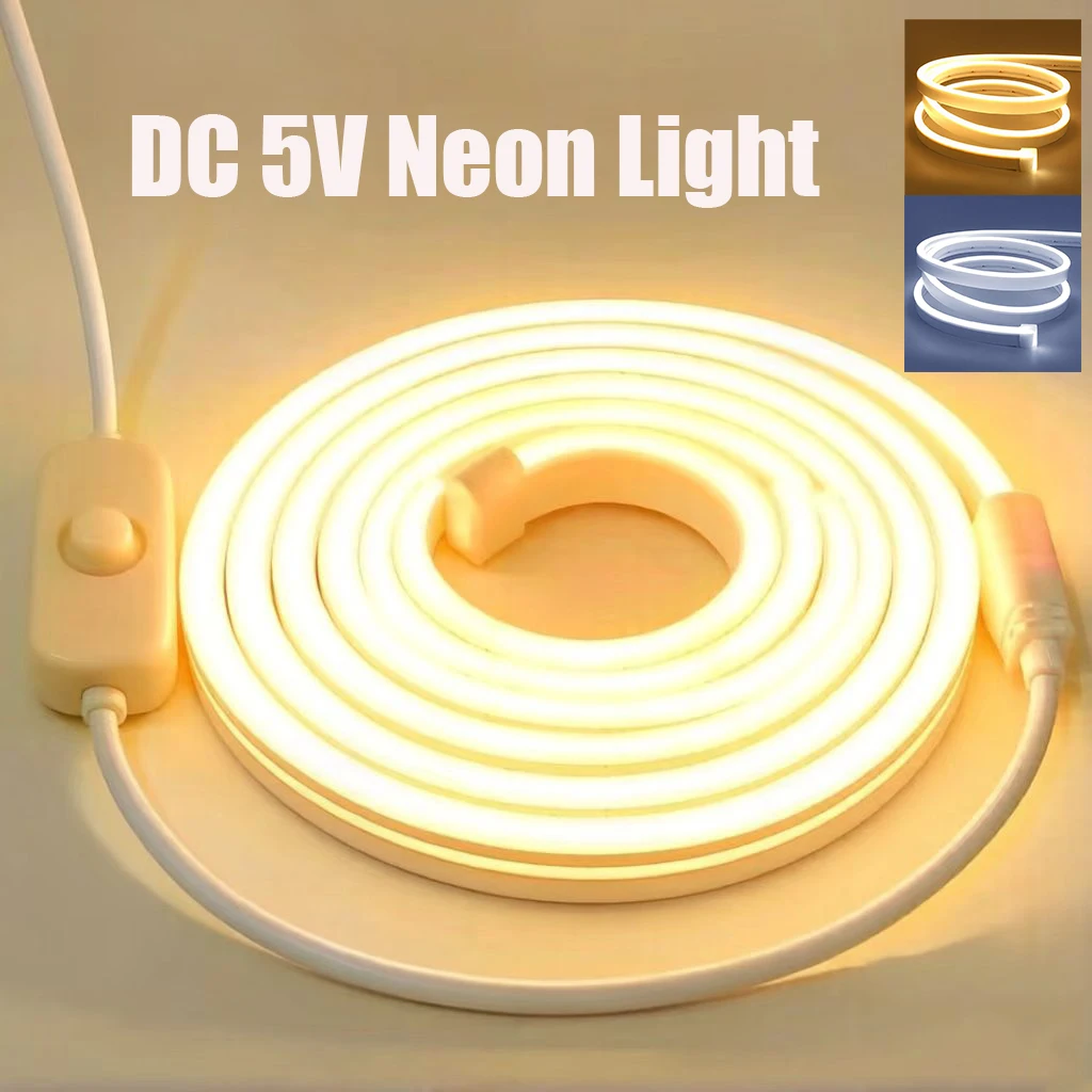 Светодиодная неоновая лента DC 5V, гибкая неоновая подсветка, силиконовые световые шнуры, гибкая лампа для домашнего декора