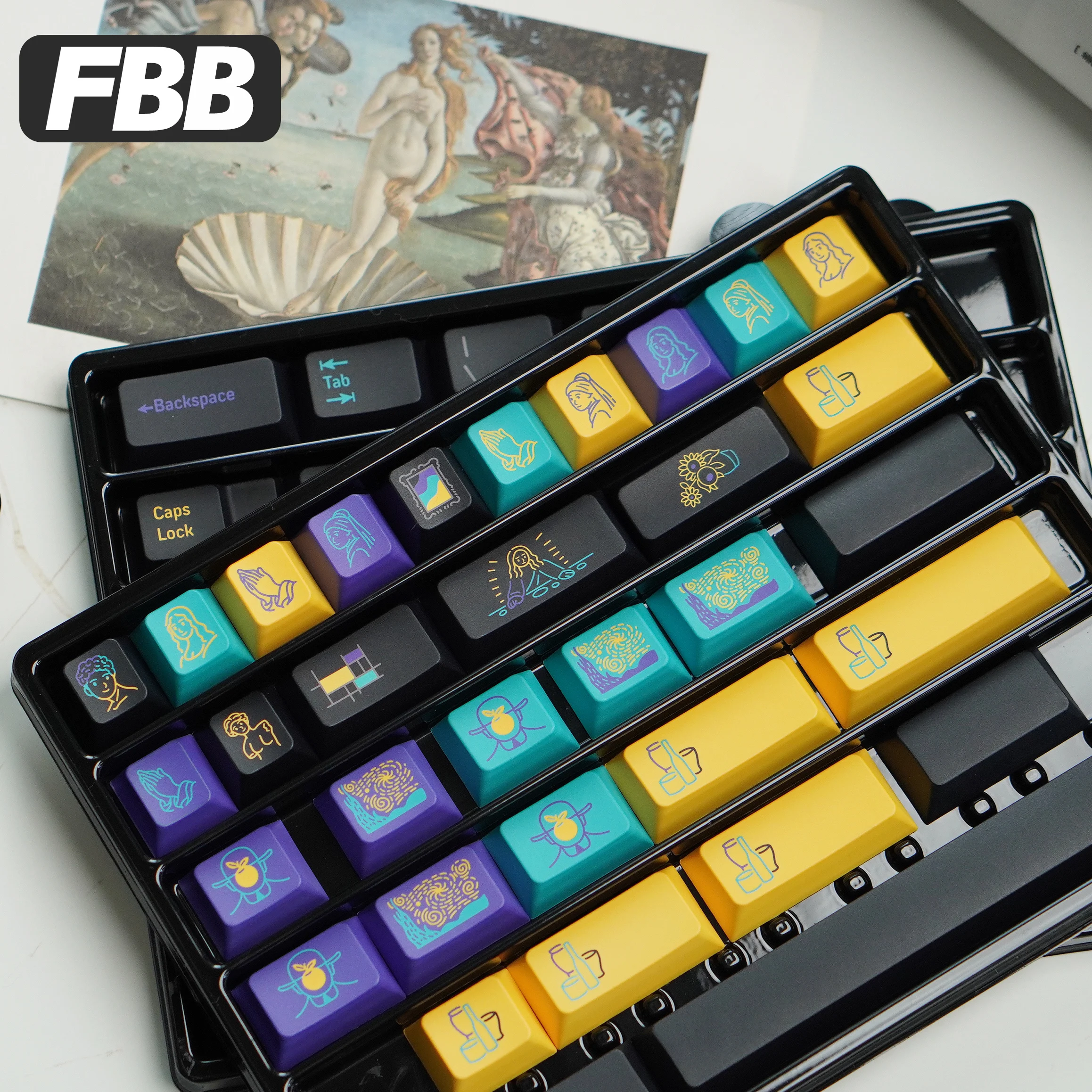 

Колпачки для клавиш FBB в стиле художника PBT DYE-SUB для Cherry Profile, механическая клавиатура, колпачки для клавиш MX, переключатели для DIY, подарочный аксессуар 1,5 мм