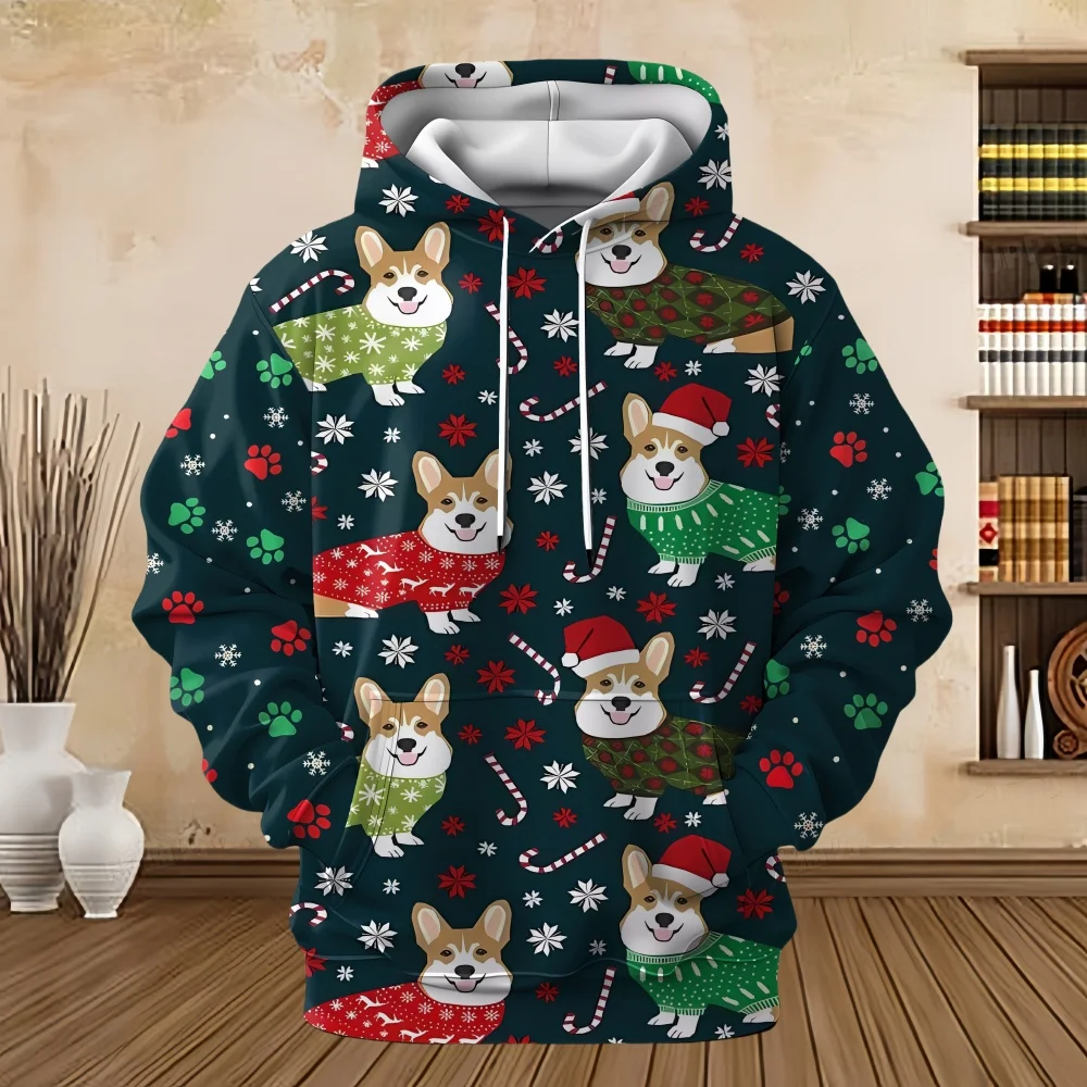 New Sweatshirts Santa Claus Funny 3D Prints Pullover Hoodie Kangaroo Pocket Designer Men\'s Clothing Fall Christmas Sweatshirt