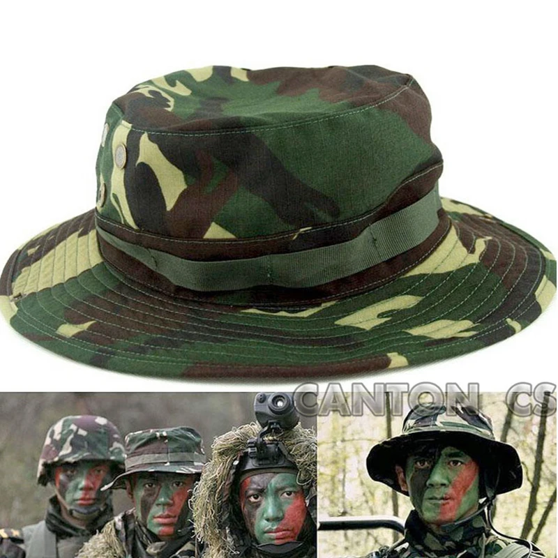 Boonie Hat Outdoor Wide Brim Sun Protect Hat Classic US Combat Army Style Bush Jungle Sun Cap for Fishing Hunting Camping Unisex