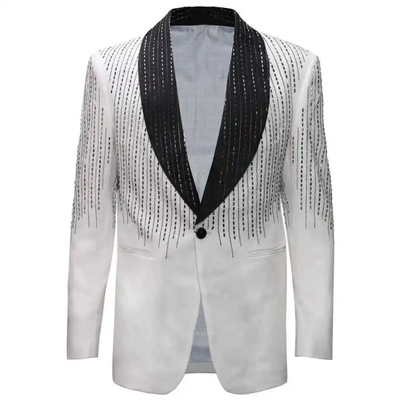 Luxury Man Tuxedos Handmade Beaded 1 Pcs Jacket Men Suit Design Shawl Lapel Evening Groom Party Outfits Customized
