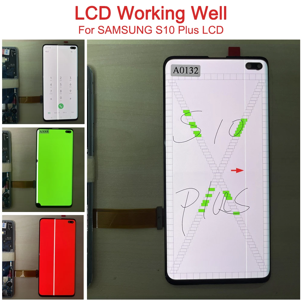 Line spot defect for Samsung Galaxy S10 Plus LCD Display For Touch Screen For Samsung S10 Plus SM-G975F, SM-G975U Display Point