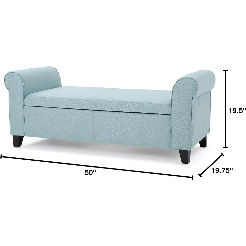 Dobrável Escritório Footrest Chair, Recipiente Alto Pufe, Cadeira Azul Luz, Poltrona Porta, 19,75 "Deep x 50,00 Polegadas Largas X 19,50 Polegadas Alta