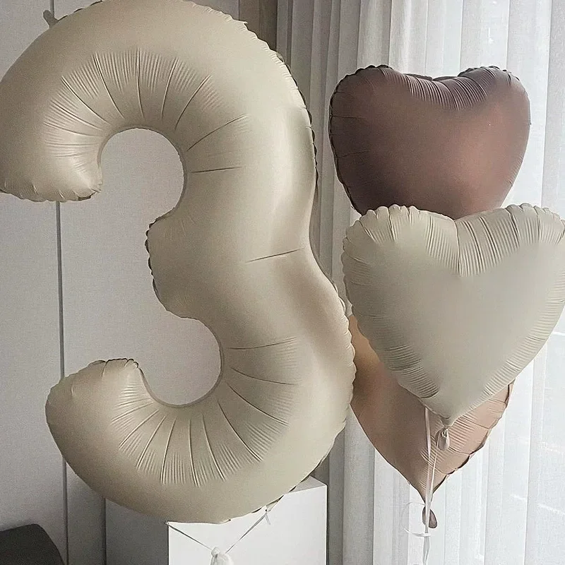 40 Zoll Beige Creme Karamell Schokoladenfarbener Retro-Zahlenballon 123456789 für Brautparty Geburtstagsfeier Hochzeitsdekoration – Detail 5