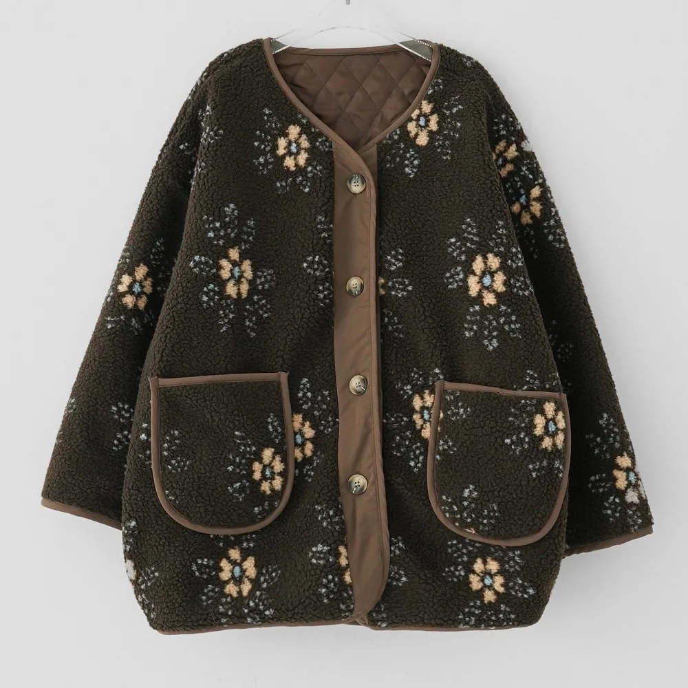 Retro Chic Winter Faion Patchwork Pelliccia di agnello Misto cotone Caldo versatile Cappotto in cotone Jaet Coreano Sle Loose Fit Lungo Sve