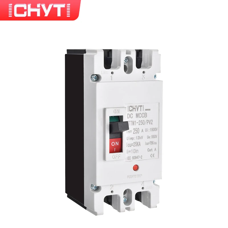 CHYT YTTMI-250/PV2 DC MCCB 1P 2P 250V 550V 250A 25kA Solar PV C Curve Switch Moulded Case Circuit Breaker