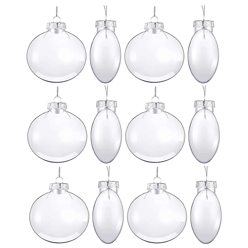 

20pcs DIY naments Transparent Hollow Christmas Balls 60mm Flat Christmas Tree naments Decor Xmas Tree Pendant Party Crafts