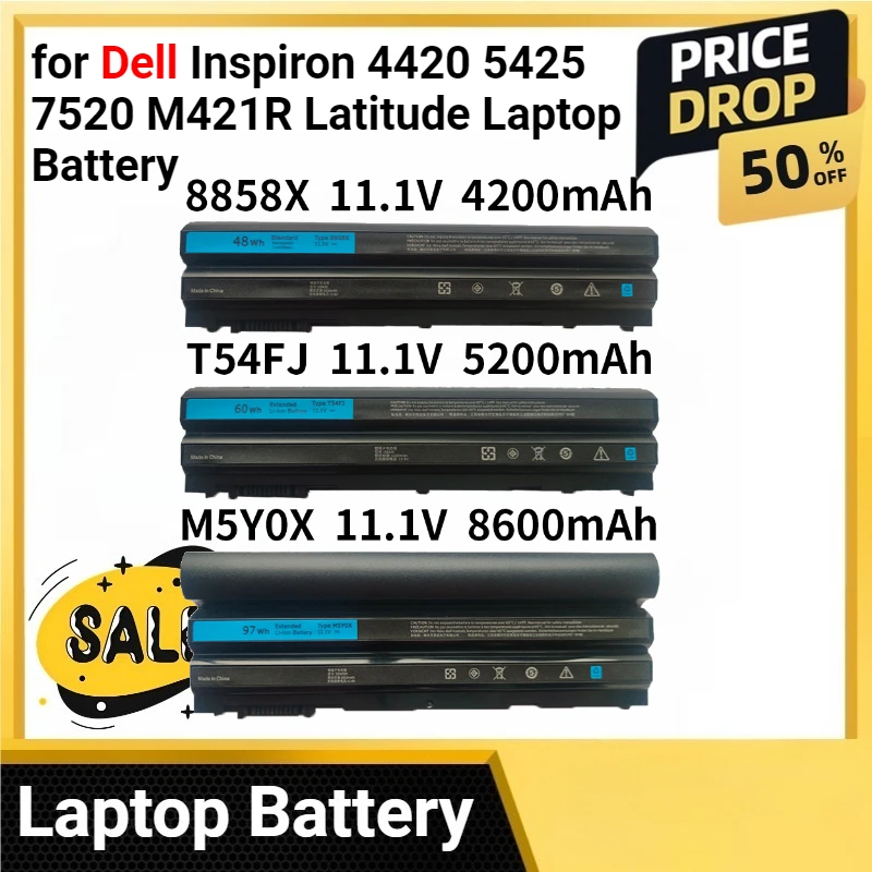 T54FJ لأجهزة الكمبيوتر المحمول Dell Inspiron 4420 5425 7520 M421R Latitude E6420 E6520 E6530 E5420 E5520 E5430 E5530 5200mAh