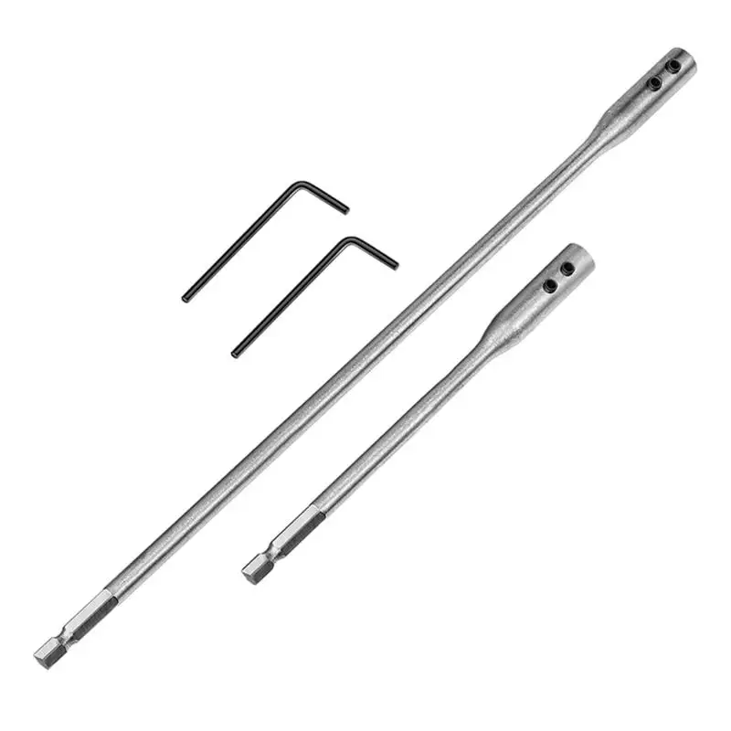 Stainless Steel 6'' & 12'' Drill Bit Extenders Kit 6Inch & 12Inch Hexagonal Shank Rod Improved Torque Transfer for Woodworking