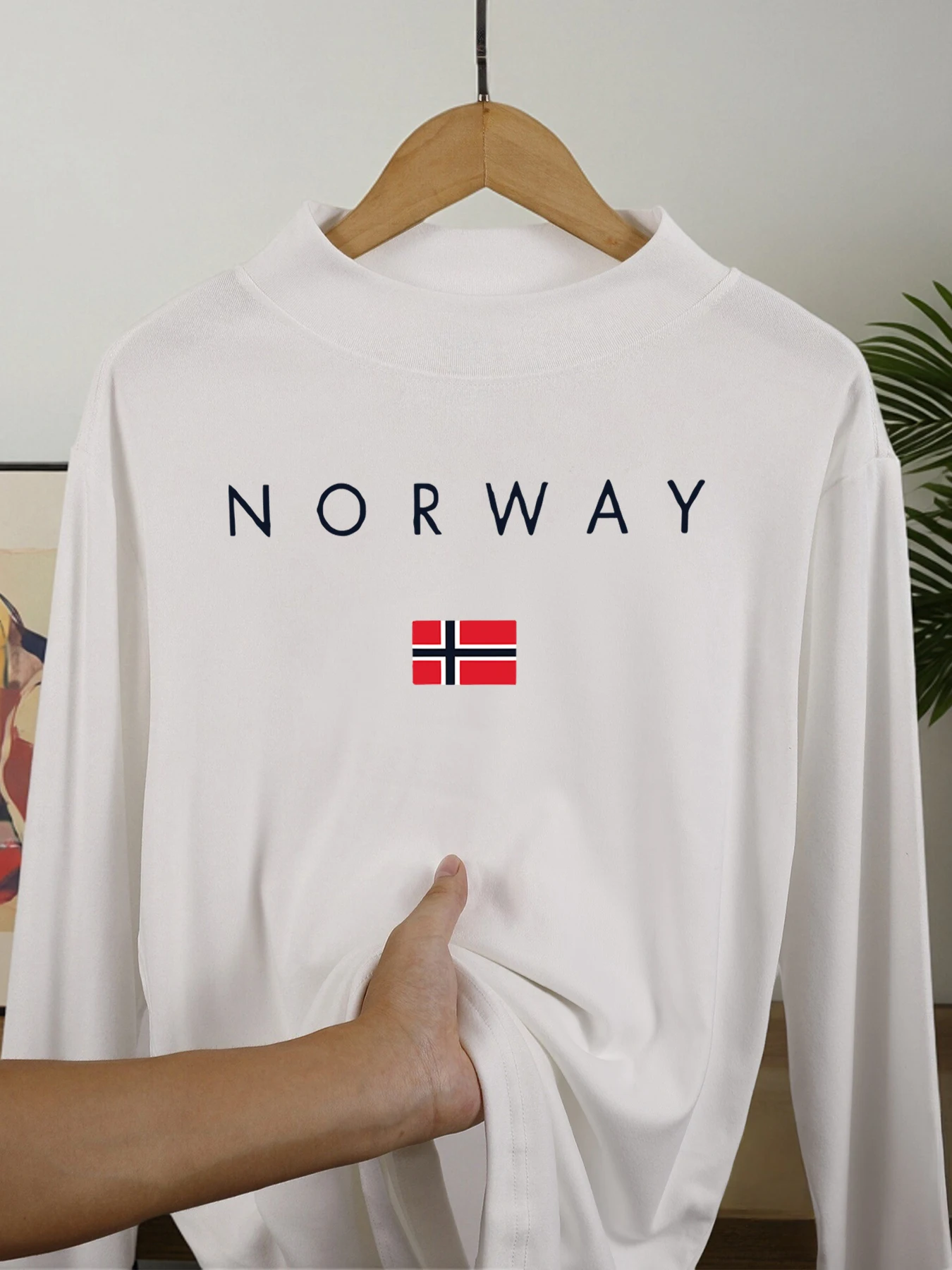 النرويج والعلم يطبع الأساسية البلوز الرجال الرياضة نصف الياقة العالية طويلة الأكمام قميص الخريف الشتاء بلايز الدافئة قاع الملابس الداخلية