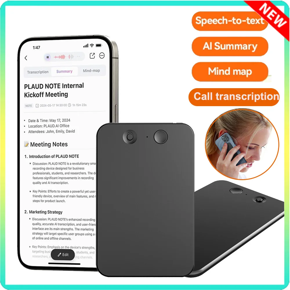 Intelligent AI ChatGPT-4 App Phone Call Voice Recorder Free Realtime Translator Summarize 58 Language Device Audio Dictaphone