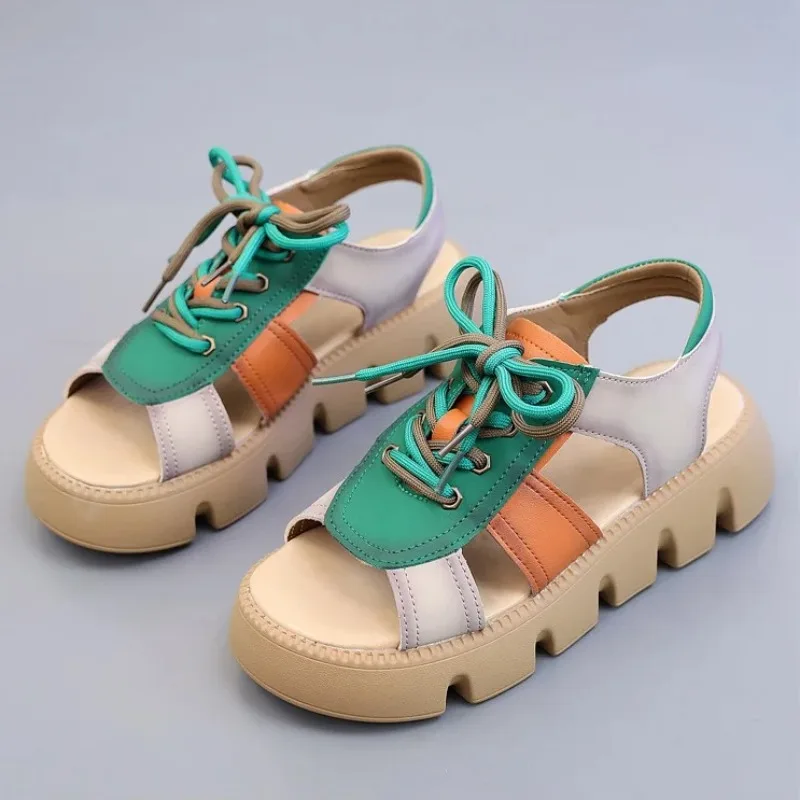 女性用プラットフォームサンダル 高級デザイナー ウェッジシューズ 女性用サマーファッション 厚底サンダル 女性用サンダル Sandalias Femininas