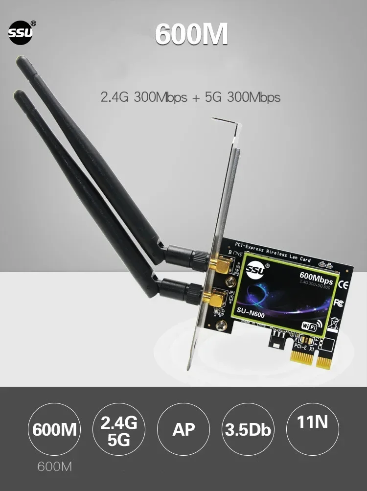 Desktop built-in pci-e wireless network card dual frequency 300M wireless WIFI network card 2.4G / 5G supports AP launch