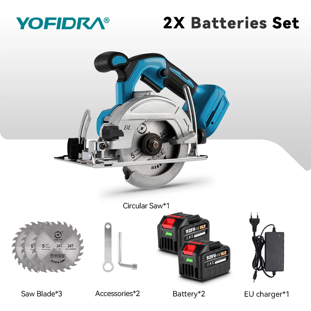 5 inch 125 mm borstelloze draadloze efficiënte elektrische cirkelzaag 0 °   tot 45e °   Verstelbare houtsnijden voor Makita 18V batterijpin