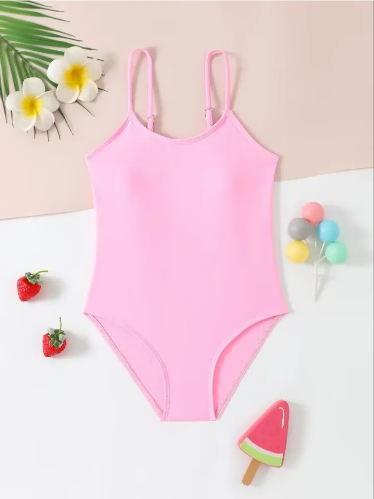 Traje de baño rosa de una pieza para niñas, traje de baño para niños de 6 a 12 años, traje de baño para niños adolescentes, trajes de baño negros 2025, traje de baño para playa