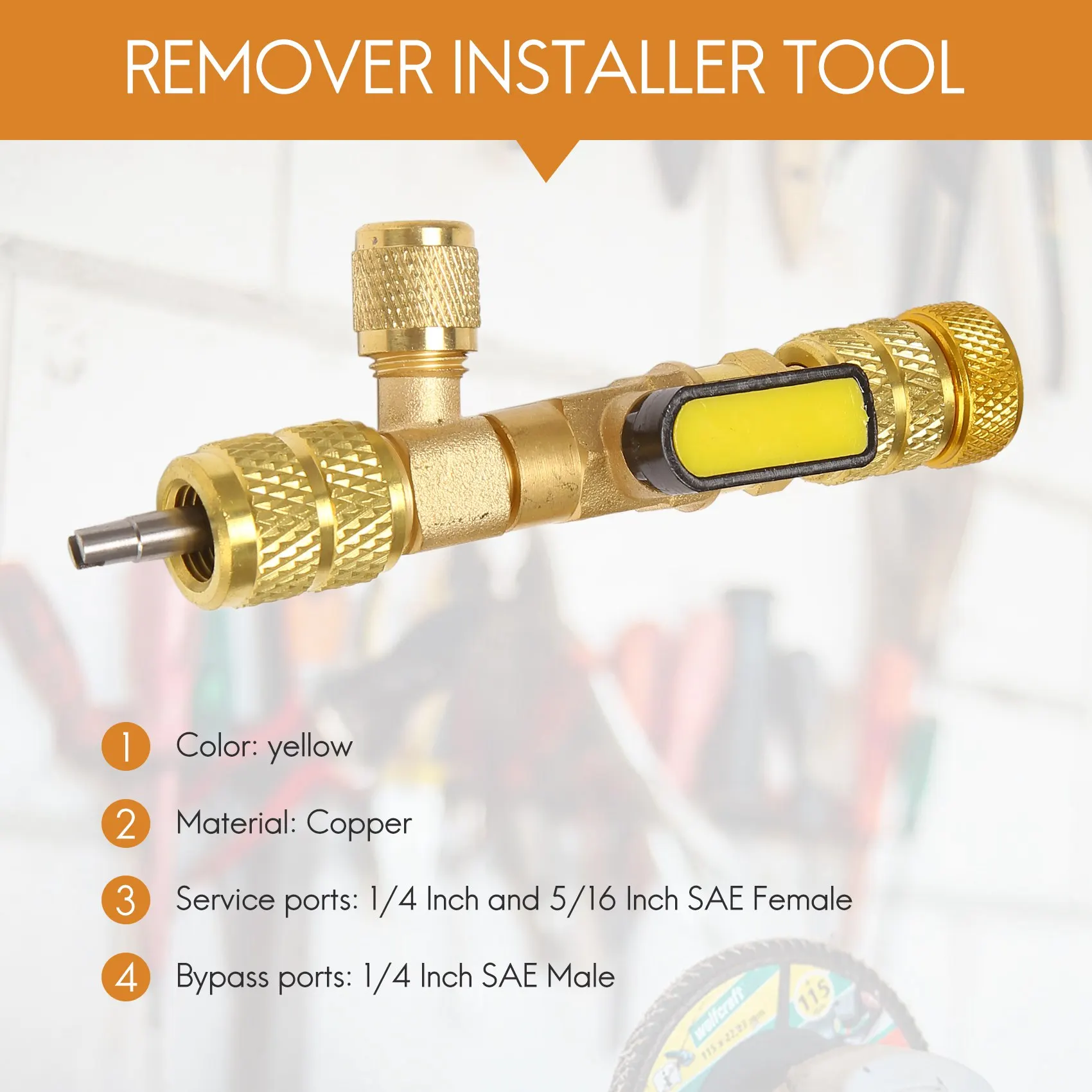 R410A R22 Valve Core Remover Installer Tool with Dual Size SAE 1/4 & 5/16 Port for R404A R407C R134A R12 R32 HVAC System