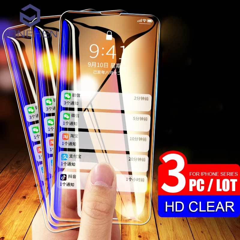 3PC Tempered Glass For iPhone 11 12 13 14 15 Pro XR X XS Max Screen Protector For iPhone 14 12 Pro Mini 7 8 6 6S Plus SE Glass