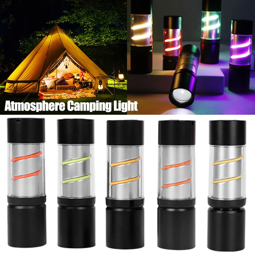 Mini Multifunctional Retro Camping Light Colorful Flashlight Portable and Outdoor Lighting USB Charging Atmosphere Camping Light