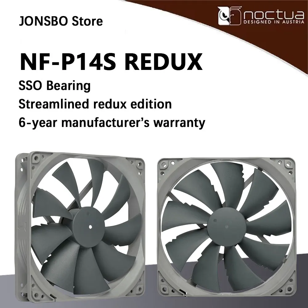 

Вентилятор охлаждения корпуса Noctua NF-P14S Redux, 14 см, малошумный подшипник SSO, выбор значения для энтузиастов, вентилятор шасси
