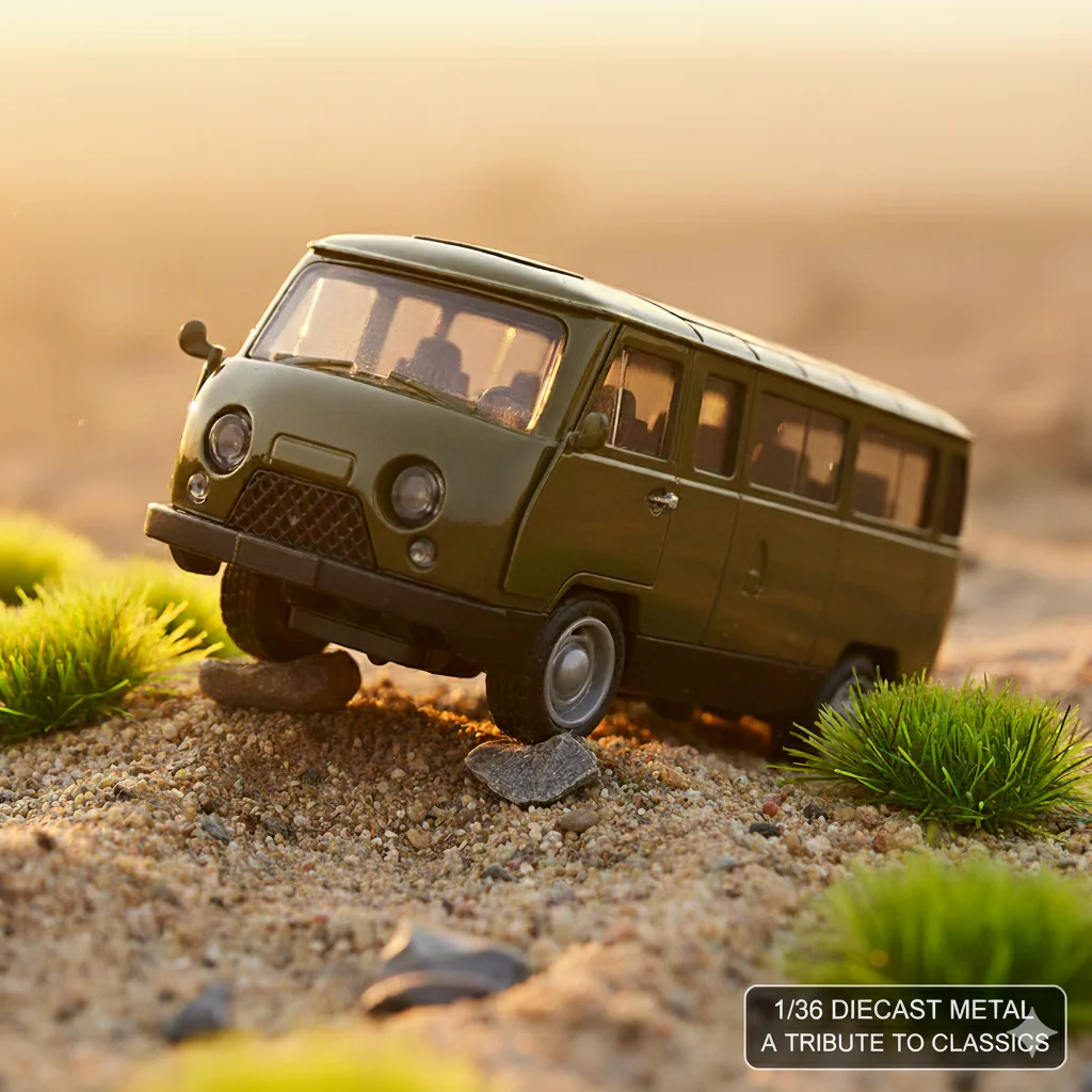 (Bagged) furgoneta retro de tres puertas antigua a escala 1/36, metal fundido a presión, juguete para niño, réplica de un vehículo antiguo