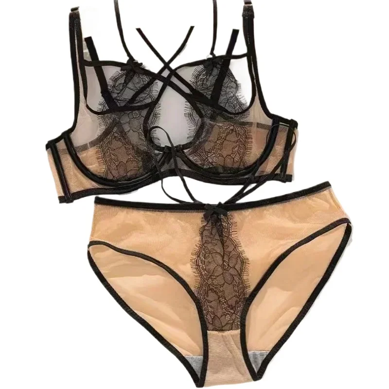 BANERDANNI Ultra Dünner Sexy Spitzen-BH - Stahlgestützt mit Überkreuz-Rücken-Design, Anti-Sag Attraktiver Komfort Damen-Dessous Sexy BH-Set