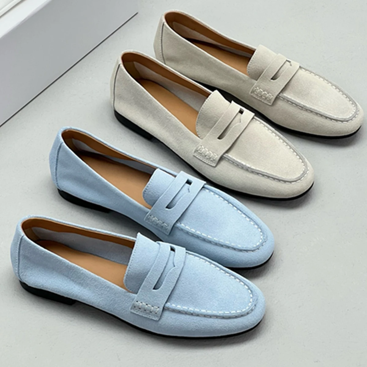 

Jenny&Dave Top Quality Flat Shoes Made Of British Cashmere Leather Minimalist Commuting And Casual Slip-On Loafers Women