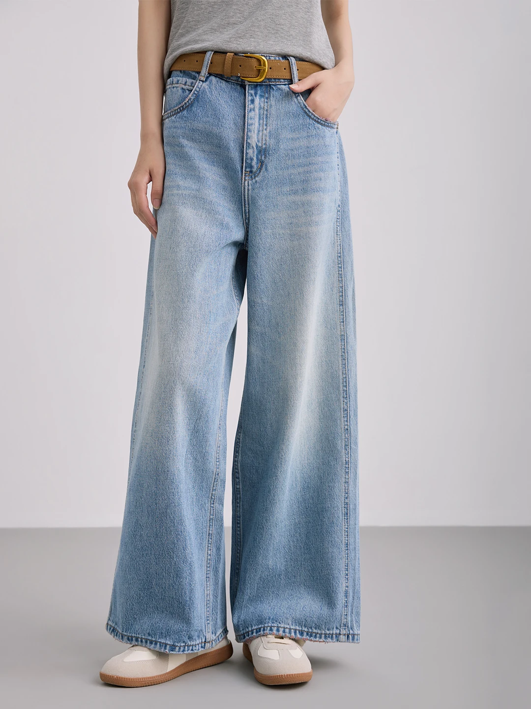 

Spring 2026 Loose Casual Wide Leg Straight Jeans Women's Nine Points Denim Pants mid Waist Comfortable Cotton Straight Leg Tr...
