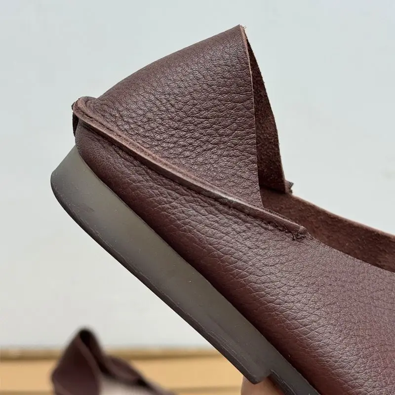 Neue Ballerinas mit quadratischer Zehenpartie für Damen, Sommer-Slipper, Herbst-Loafer, Damen-Mokassins aus Mikrofaserleder – Detail 9