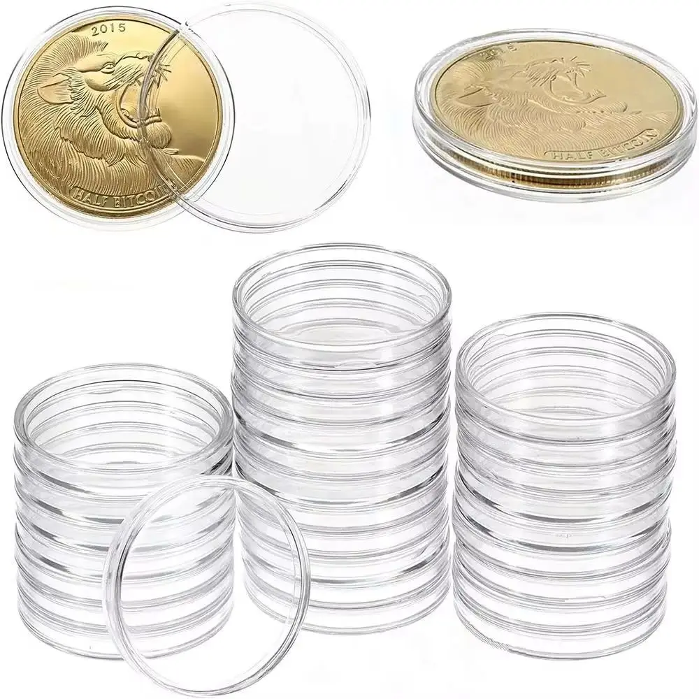 10 Uds. De almacenamiento de monedas, cápsulas transparentes para monedas, estuche protector de plástico para monedas en casa