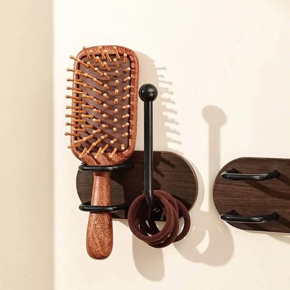 2 Pieces Wall Mounted Hair Tie Storage Rack Rust-proof Iron Comb Holder Waterproof Retro Hair Accessories Organizer for Bathroom view 3