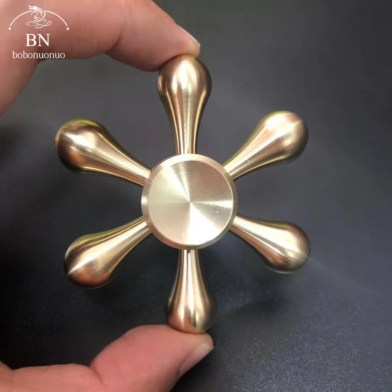 Brass Hand Gyro Novel Fidget Spinner Copper Antistress Relieve Fingertip Bearing for Kids Children Gifts Hand Toys Boys