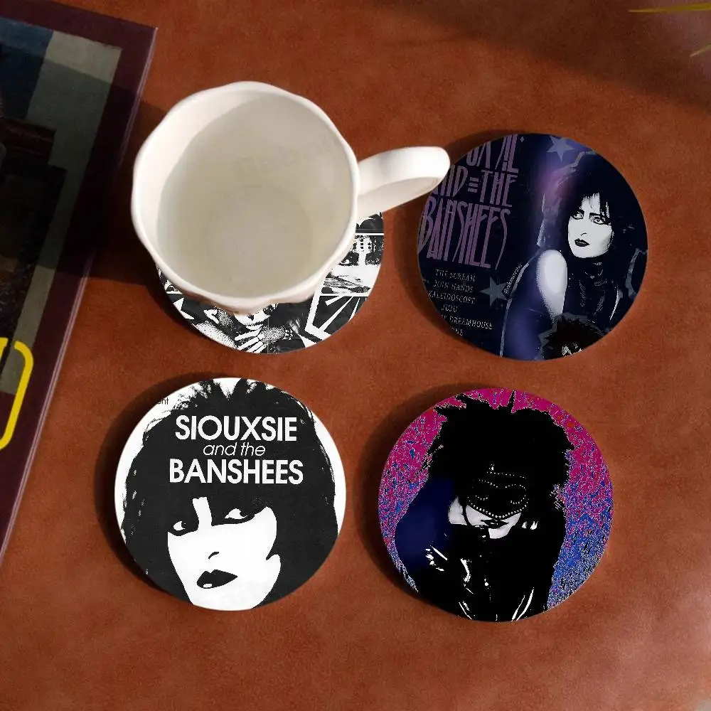 S-Siouxsie And The B-Banshees Wooden Coaster Heat-Resistant Drink Mats with Non-Slip Base, Perfect Gift Idea