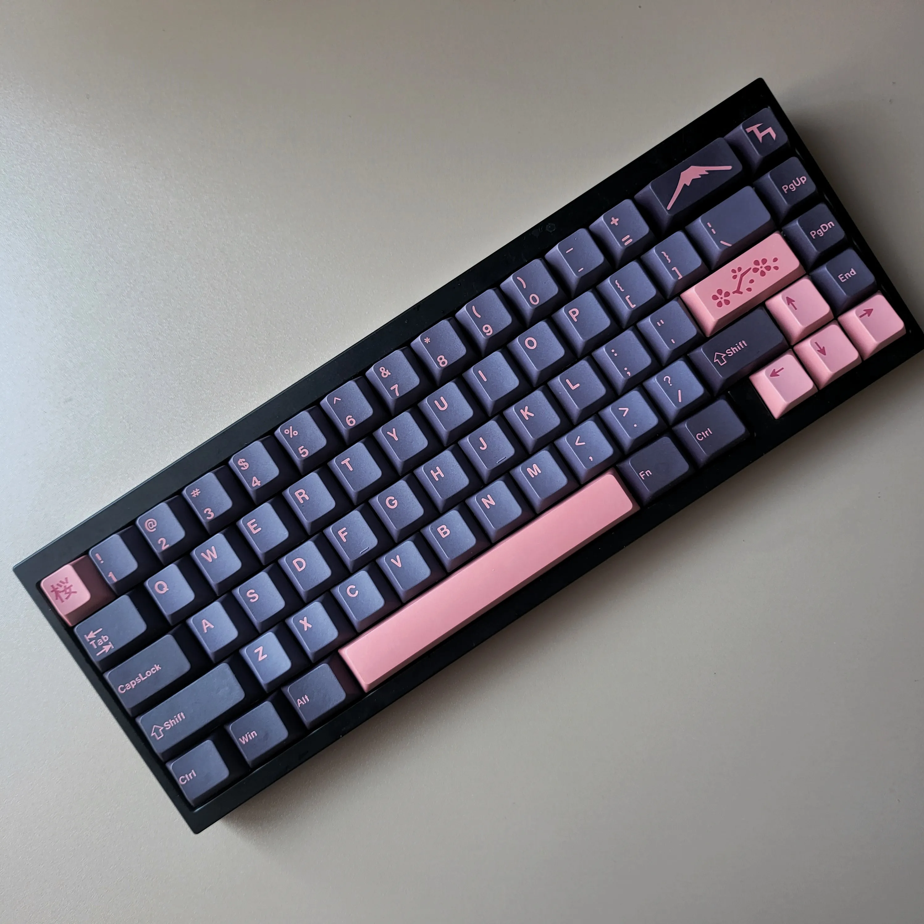 Imagem -04 - Noite Sakura Pbt Keycaps Grupo Perfil de Cereja Japonês Coreano Russo Alemão Espanhol Árabe Francês Grande Grupo Key Caps para Interruptores mx