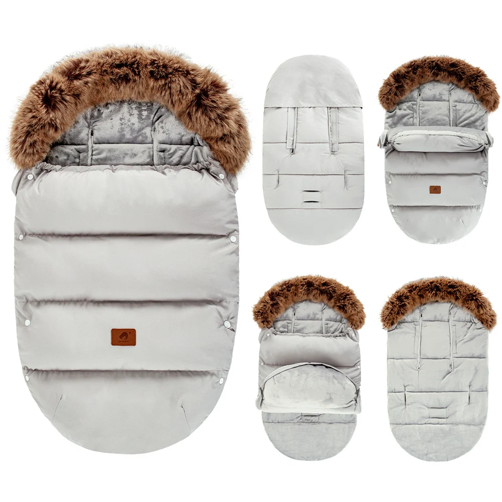 عربة أطفال للقدم 0-24 شهرًا كيس مغلف دافئ للطفل للشتاء لتفريغ الهواء مقاوم للرياح سمكا ملحقات عربة عالمية