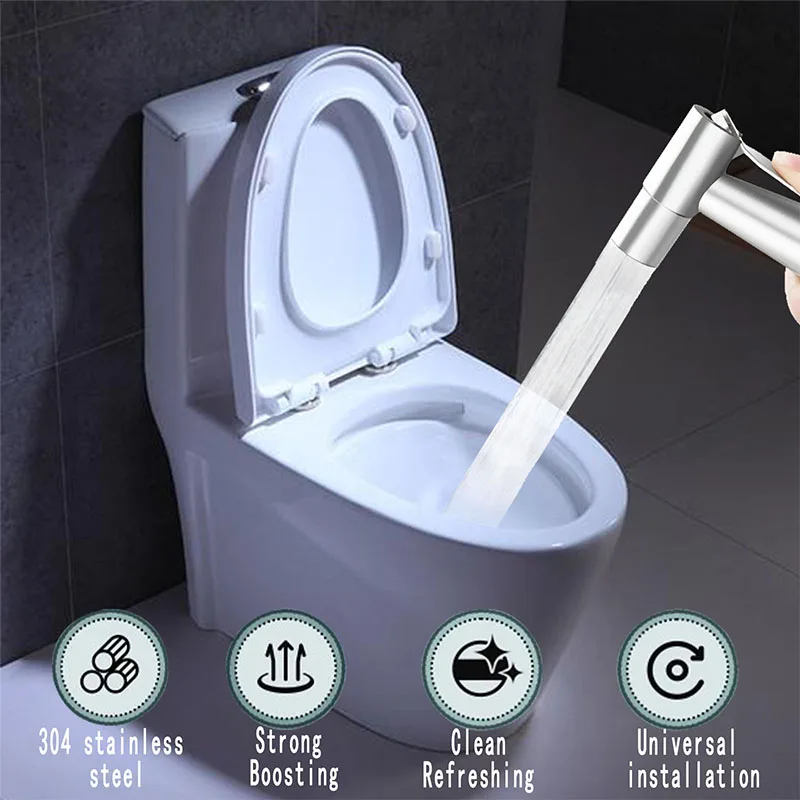 Handheld wash Bidet Spraver Set 304 Stainless SteeSpray Gun Shower Pressurizing Handheld Toilet spray gun shower Self Cleaning