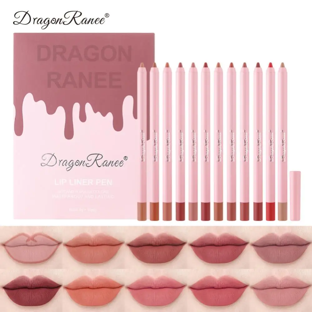 Lábios Maquiagem Velvet Matte Lipstick Lip Contour Pen 12pcs Set Batom Lápis Beleza Cosméticos Lip Liner Pen Waterproof