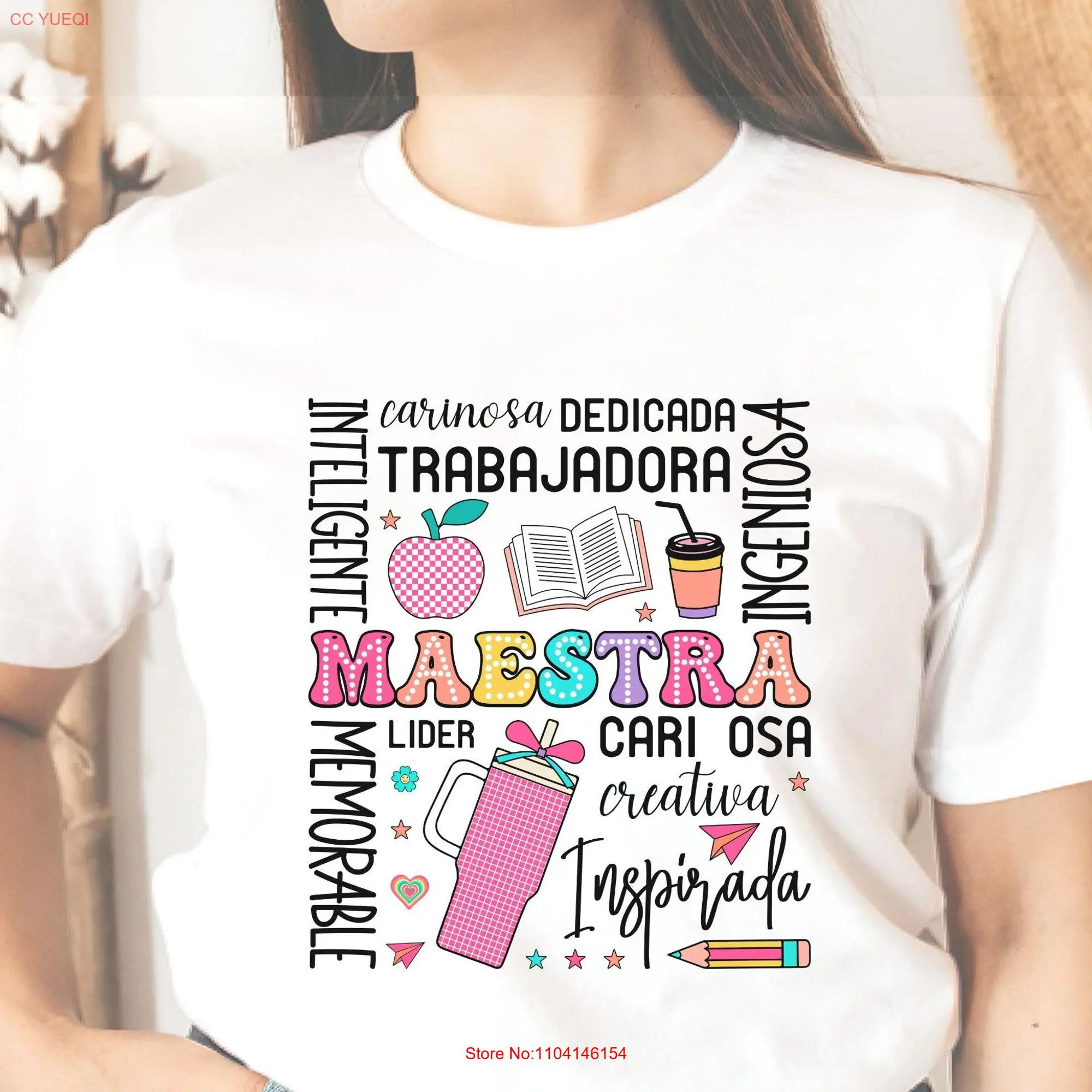 Maestra T Shirt Spanish Teacher First Day of School Back To Life Appreciation  long or short sleeves