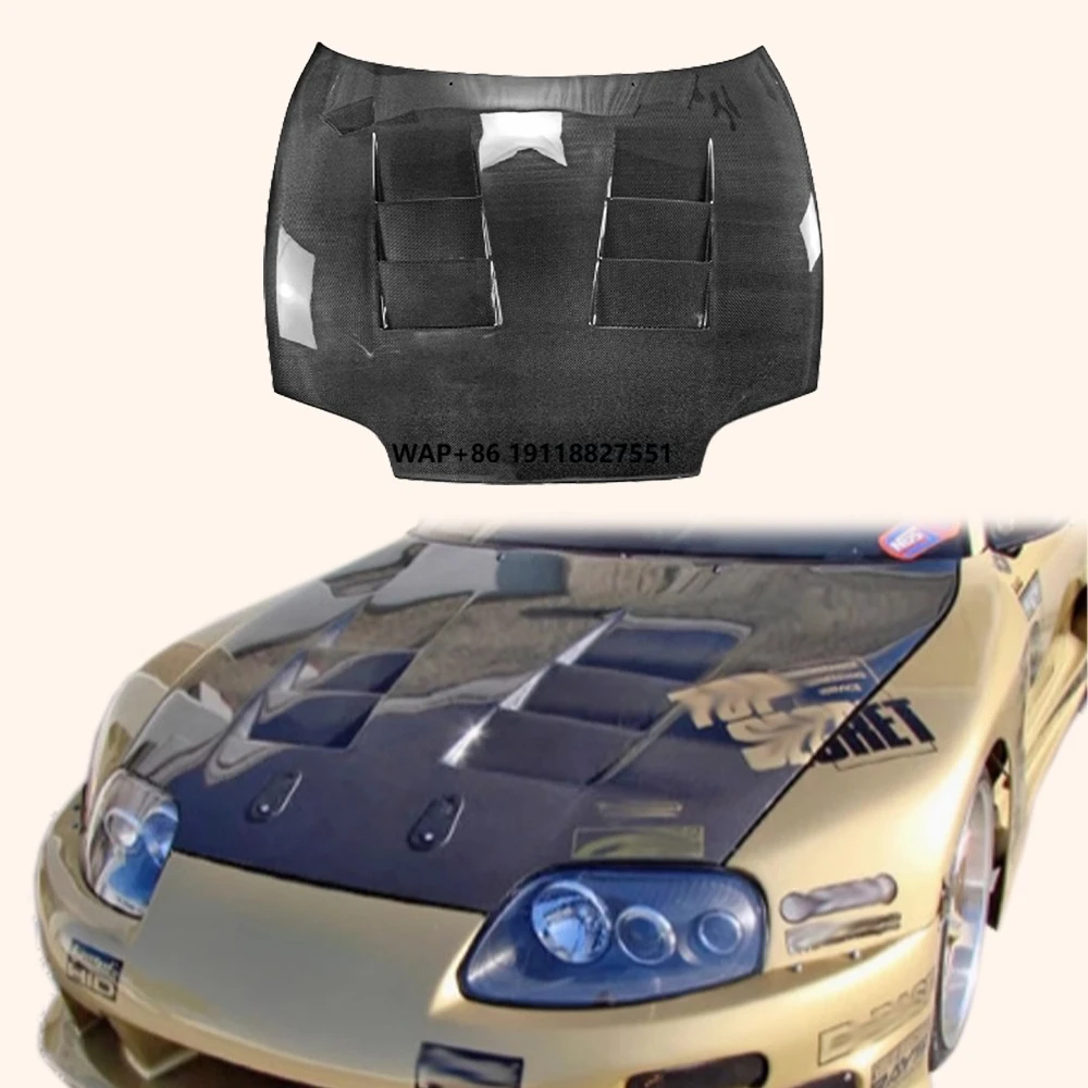 

For 93-98 Supra MK4 JZA80 TS Style Carbon Fiber Front Bumper Hood Bonnet