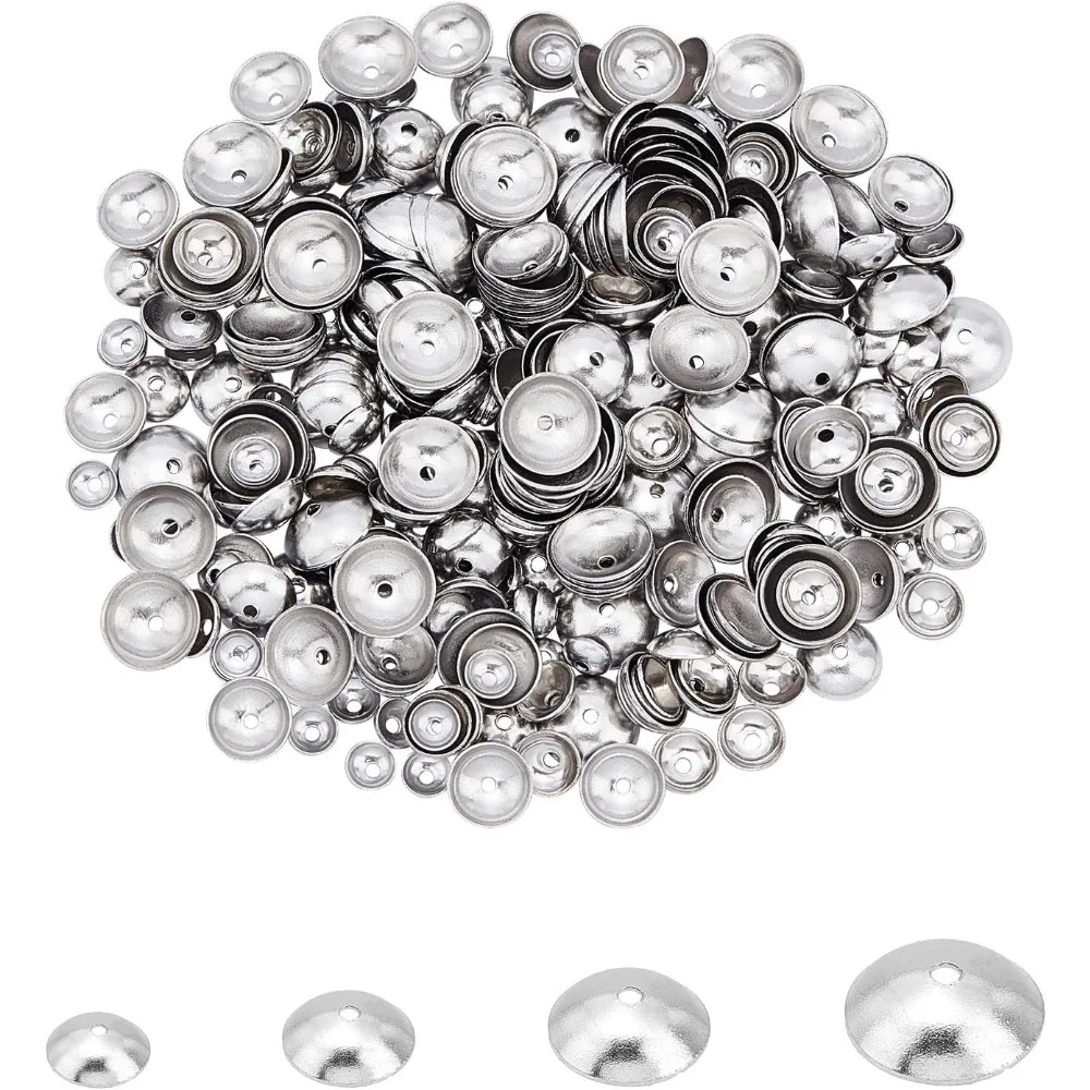 about 400pcs 4 Size Flower Bead Caps, 3/4/5/6mm Surgical Steel Spacer End Caps, Bead Cap Spacers for Bracelet Necklace Jewelry