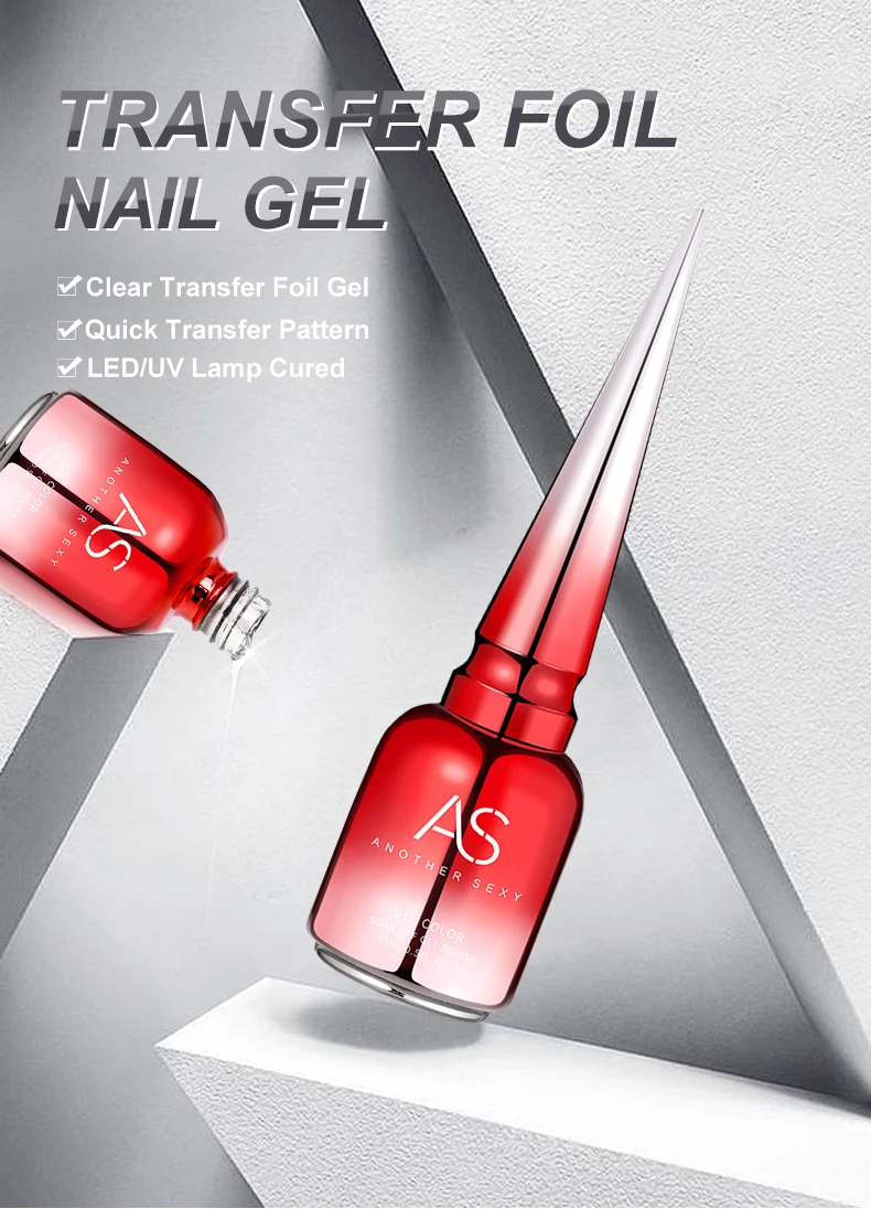 AS 15 ml Transferfolie Gel Nagellack Soak Off Led UV Gel Lack Fast Dry Star Aufkleber Kleber Stempel Gel – Detail 1