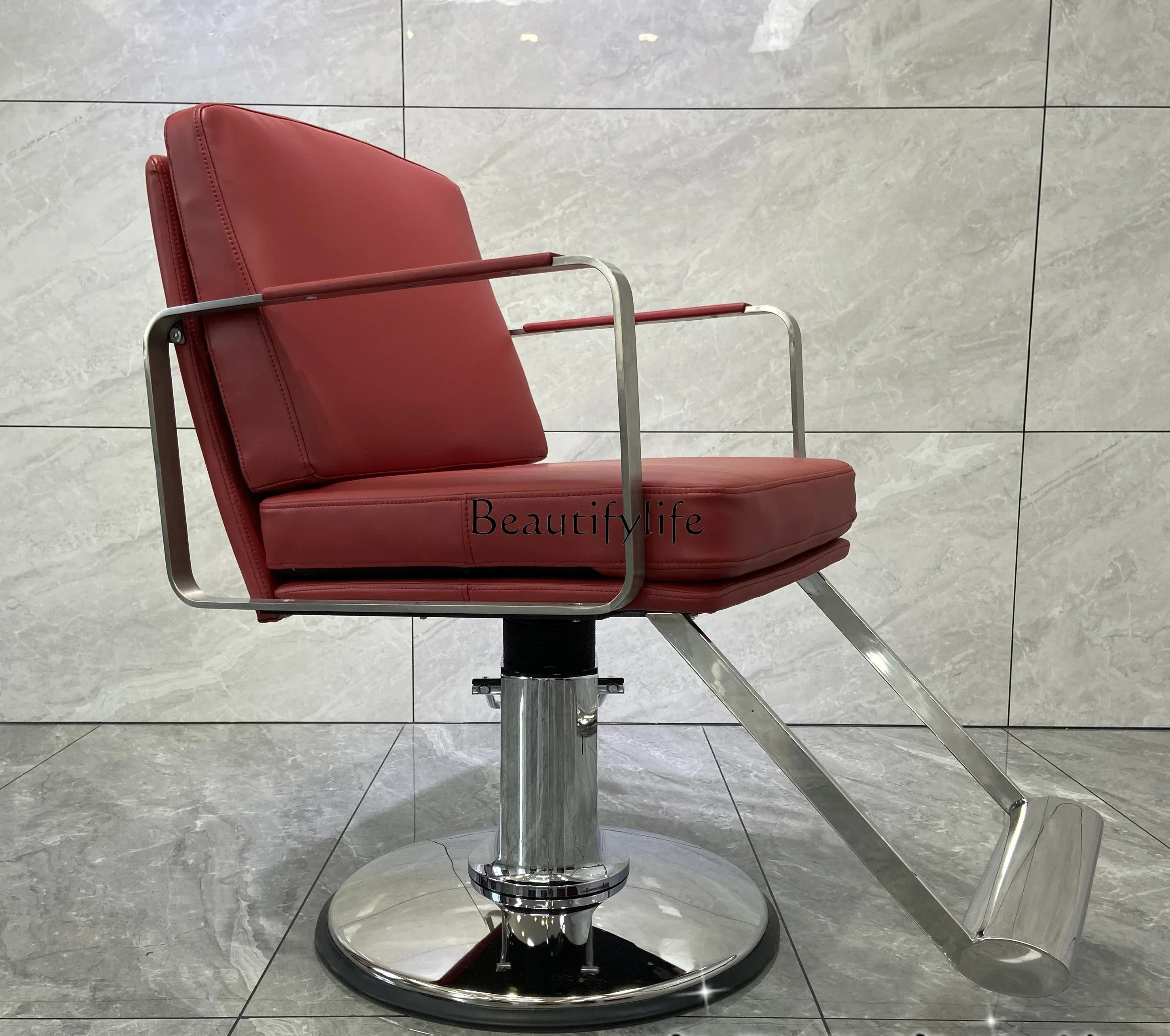 Silla ajustable de alta gama para peluquería, sillón moderno con área de teñido en caliente, para corte de cabello