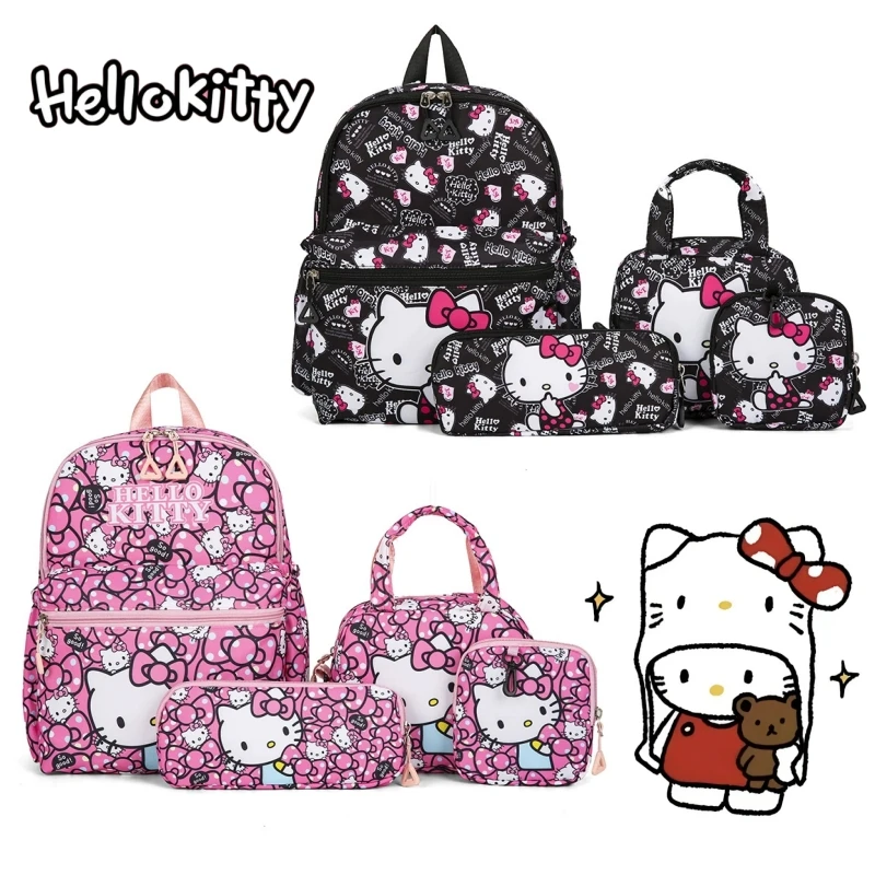 4pcs Kuromi Backpack Pencil Case Shoulder Bag Wallet Set HelloKittys School Bag Melody Casual Outdoor Daypack Go To School