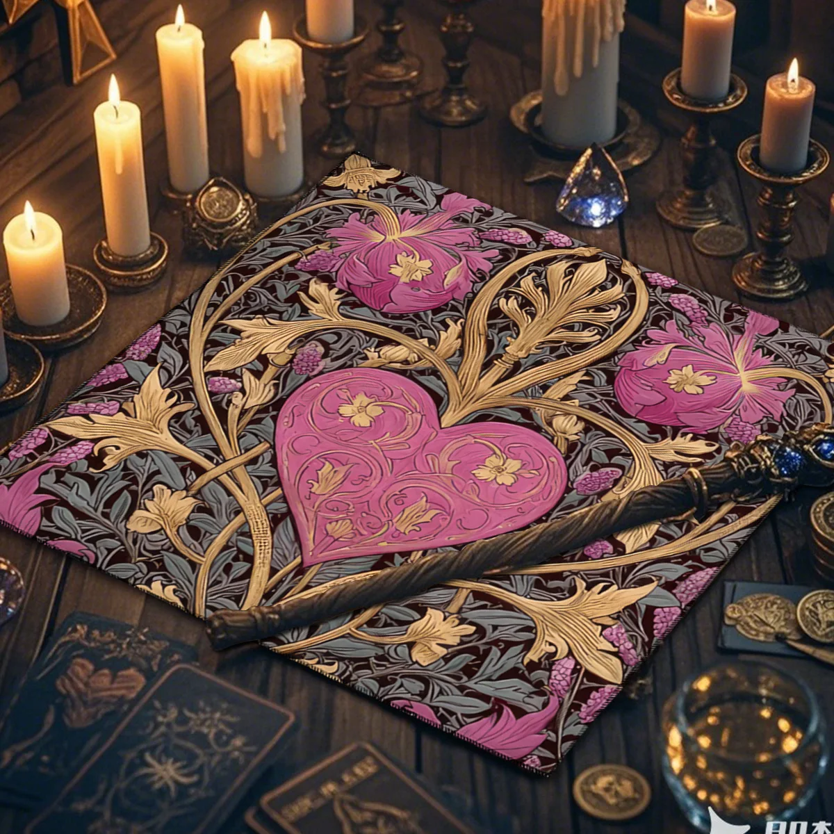 50/75/110/137cm Creative Tablecloth With Fresh Flowers And Vines Tarot Enthusiast Divination Ritual Cloth Polyester Altar Cloth